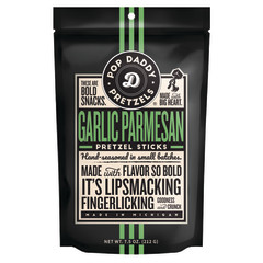 POP DADDY GARLIC PARMESAN PRETZELS 7.5 OZ POUCH