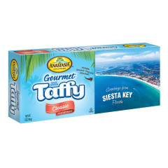 ANASTASIA POSTCARD TAFFY BOX SIESTA KEY 7 OZ *FL DC ONLY*