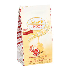 LINDT LINDOR WHITE CHOCOLATE PEPPERMINT MINIS 0.8 OZ POUCH