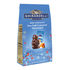 GHIRARDELLI DARK CHOCOLATE SEA SALT CARAMEL SNOWMEN 5.8 OZ BAG