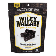 WILEY WALLABY AUSTRALIAN STYLE BLACK LIQUORICE 10 OZ POUCH *NOT FOR SALE IN CALIFORNIA*