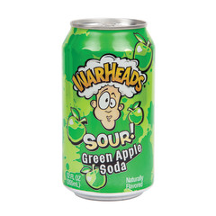 WARHEADS SODA SOUR GREEN APPLE 12 OZ CAN