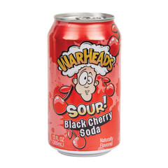 WARHEADS SOUR BLACK CHERRY SODA 12 OZ CAN