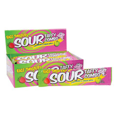 FACE TWISTERS STRAWBERRY GREEN APPLE SOUR TAFFY 1.4 OZ