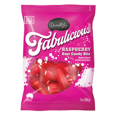 DARRELL LEA RASPBERRY SOUR CANDY STIX 7 OZ BAG