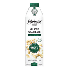 ELMHURST UNSWEETENED CASHEW MILK 32 OZ CARTON