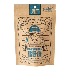 RIGHTEOUS FELON BABY BLUE BBQ BEEF JERKY 2 OZ POUCH