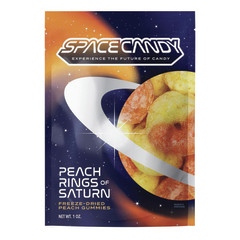 SPACE CANDY FREEZE DRIED PEACH RINGS OF SATURN 1 OZ PEG BAG