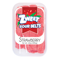 ZWEET STRAWBERRY SOUR BELTS 10 OZ TUB *SF DC ONLY*