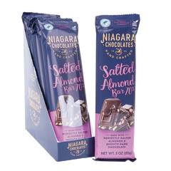 NIAGARA CHOCOLATES 70% DARK CHOCOLATE SALTED ALMOND 3 OZ BAR