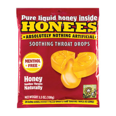 HONEES HONEY SOOTHING THROAT DROP 20 PC PEG BAG