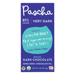 PASCHA ORGANIC DARK CHOCOLATE BAR 85% CACAO 2.82 OZ