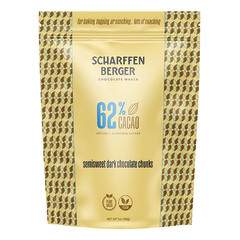 SCHARFFEN BERGER 62% CACAO SEMISWEET DARK CHOCOLATE CHUNKS 7 OZ POUCH