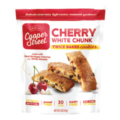 COOPER STREET CHERRY WHITE CHUNK TWICE BAKED COOKIES 5 OZ POUCH