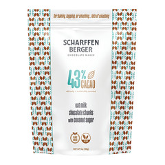 SCHARFFEN CHOCOLATE CHUNKS 43% CACAO WITH OAT MILK & COCONUT SUGAR 7 OZ POUCH