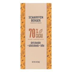 SCHARFFEN 70% CACAO DARK CHOCOLATE SALTED ALMONDS TOFFEE 3 OZ