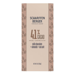 SCHARFFEN BERGER 41% CACAO MILK CHOCOLATE ALMONDS SEAT SALT 3 OZ BAR