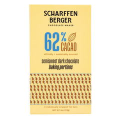 SCHARFFEN BERGER 62% CACAO SEMISWEET DARK CHOCOLATE BAKING PORTIONS 4 OZ