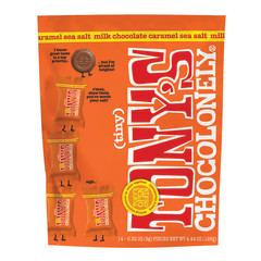 TONY'S CHOCOLONELY TINY MILK CHOCOLATE CARAMEL SEA SALT 4.44 OZ POUCH