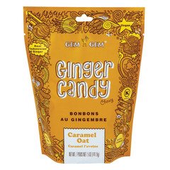 GEM GEM CHEWY GINGER CANDY CARAMEL OAT 5 OZ POUCH