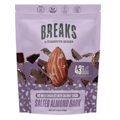 SCHARFFEN BERGER BREAKS 43% OAT CACAO MILK  CHOCOLATE W/SALTED ALMOND BARK 4.5 OZ BAG