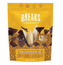 SCHARFFEN BERGER BREAKS 43% OAT MILK CHOCOLATE SUNFLOWER SEED BARK 4.5 OZ BAG