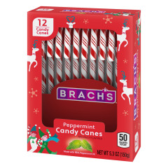 BRACH'S RED AND WHITE PEPPERMINT CANDY CANES 12 PC 5.3 OZ BOX