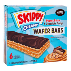 SKIPPY CREAMY PEANUT BUTTER & CHOCOLATE FUDGE WAFER BARS 7.8 OZ BOX