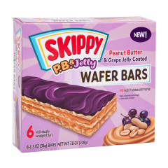 SKIPPY PEANUT BUTTER & GRAPE JELLY COATED WAFER BARS 7.8 OZ BOX