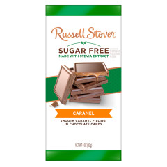 RUSSELL STOVER SUGAR FREE MILK CHOCOLATE CARAMEL 3 OZ BAR