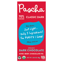 PASCHA 70% CACAO ORGANIC CLASSIC DARK CHOCOLATE BAR 2.82 OZ