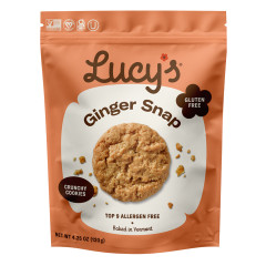 LUCY'S GLUTEN-FREE GINGER SNAP COOKIES 4.25 OZ RESEALABLE BAG