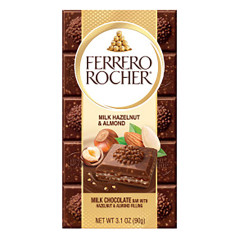 FERRERO ROCHER MILK HAZELNUT WITH ALMOND 3.1 OZ BAR