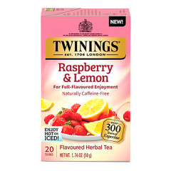 TWININGS RASPBERRY AND LEMON HERBAL TEA 20 CT BOX