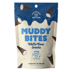 MUDDY BITES COOKIES AND CREAM WAFFLE CONE SNACKS 2.33 OZ POUCH