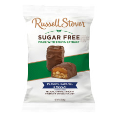 RUSSELL STOVER SUGAR FREE PEANUT CARAMEL NOUGAT 3 OZ PEG BAG