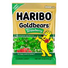 HARIBO GOLD BEARS STRAWBERRY 4 OZ PEG BAG