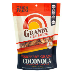 GRANDY ORGANICS CRANBERRY ORANGE COCONOLA GRANOLA 9 OZ POUCH