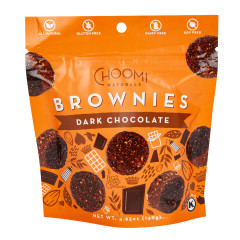 CHOOMI NATURALS DARK CHOCOLATE BROWNIES 4.9 OZ RESEALABLE POUCH