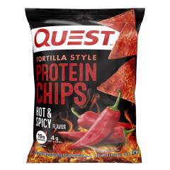 QUEST TORTILLA STYLE PROTEIN CHIPS HOT & SPICY 1.1 OZ BAG