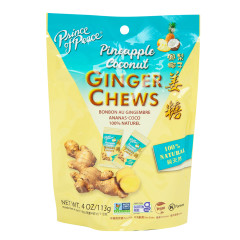 PRINCE OF PEACE PINEAPPLE COCONUT GINGER CHEWS 4 OZ POUCH