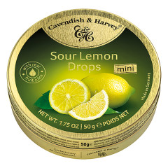 CAVENDISH & HARVEY SOUR LEMON DROPS 1.75 OZ TIN