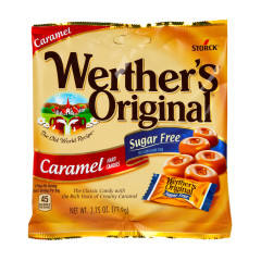 WERTHER'S SUGAR FREE CARAMEL HARD CANDY 2.75 OZ PEG BAG