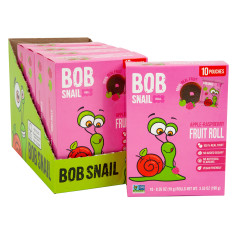 BOB SNAIL APPLE RASPBERRY FRUIT ROLL 3.53 OZ 10 COUNT BOX