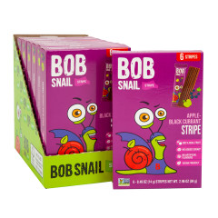 BOB SNAIL APPLE BLACK CURRANT FRUIT STRIPE 2.96 OZ 6 COUNT BOX