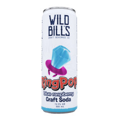 WILD BILL'S SODA BLUE RASPBERRY RING POP 12 OZ CAN