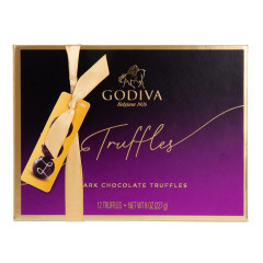 GODIVA 12 PC DARK CHOCOLATE SIGNATURE TRUFFLES 8 OZ BOX