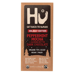 HU PEPPERMINT MOCHA AND ALMOND BUTTER DARK CHOCOLATE 2.1 OZ BAR