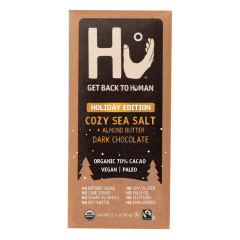 HU COZY SEA SALT AND ALMOND BUTTER DARK CHOCOLATE 2.1 OZ BAR