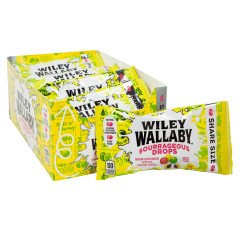 WILEY WALLABY SOURRAGEOUS DROPS SOUR LICORICE WITH CANDY SHELL 3.5 OZ SHARE BAG